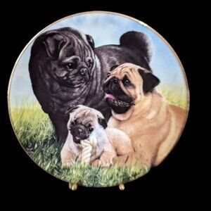 Danbury Mint Simon Mendez Proud Pugs - No Box Pugs collector plate 8"